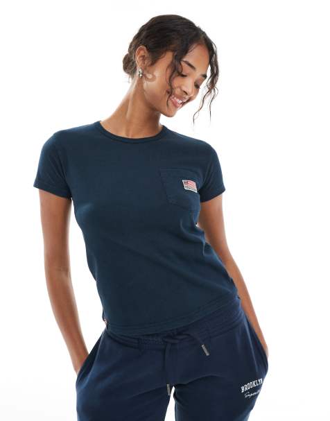 Superdry Athletic essential pocket t-shirt in eclipse navy - view 1