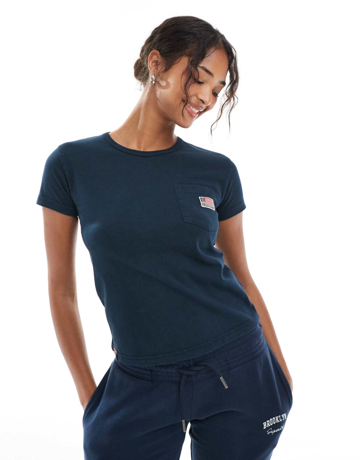 Superdry Athletic essential pocket t-shirt in eclipse navy