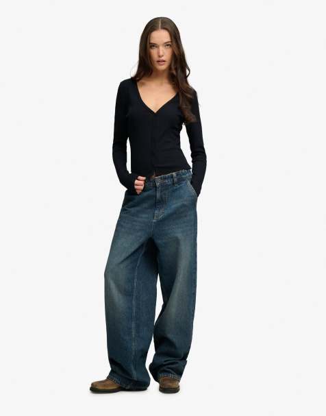 Superdry Athletic essential pointelle cardigan in eclipse navy - view 1