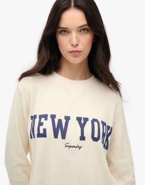 Superdry - Athletic Essential - Top manches longues à motif - Blanc cassé désert - view 1