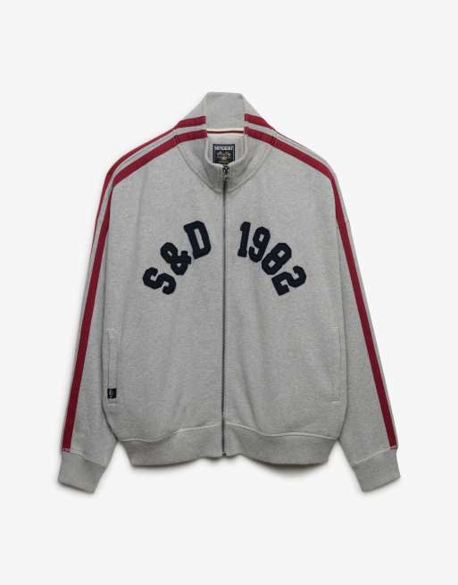 Superdry Athletic essentials Applikation Loose Zip-Tracktop in Graumeliert, 6 von 6