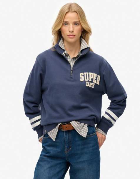 Superdry Athletic essentials applique half zip in mariner navy - view 1