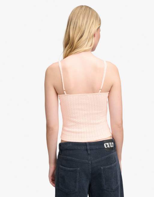 Superdry Athletic essentials Cami-Oberteil mit Print und Pointelle-Muster in Rosa mit Punkten, 2 von 6