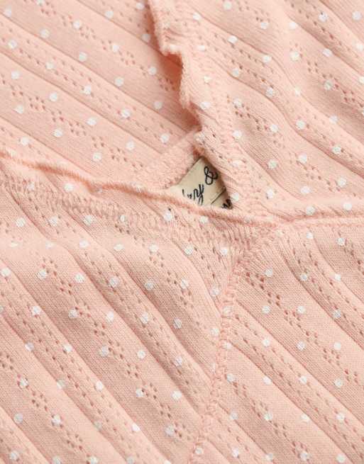 Superdry Athletic essentials Cami-Oberteil mit Print und Pointelle-Muster in Rosa mit Punkten, 5 von 6