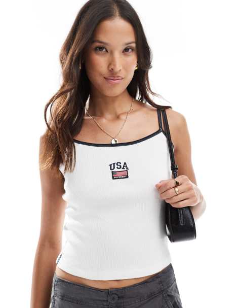 Superdry Athletic essentials cami top in off white