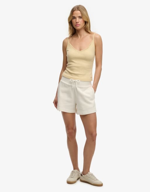 Superdry – Athletic Essentials – Camisole-Top aus Pointelle in Yellow Haze mit V-Ausschnitt, 4 von 4