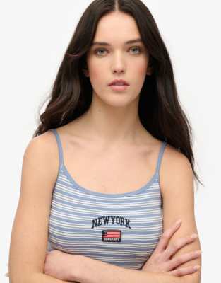 Superdry - Athletic Essentials - Caraco à rayures - Bleu