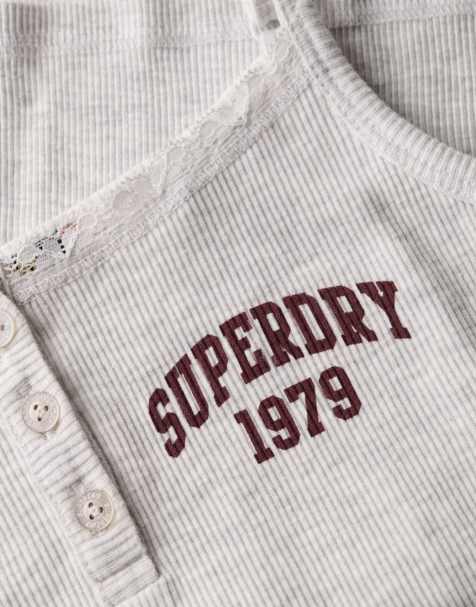 Superdry - Athletic Essentials - Caraco boutonné à imprimé - Gris glacé chiné - view 1