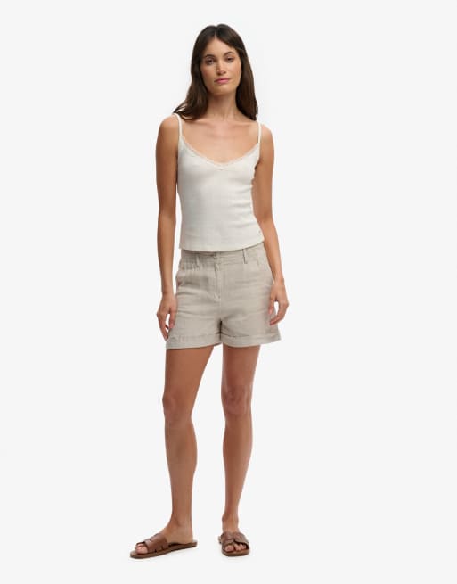 Superdry - Athletic Essentials - Caraco en maille pointelle à col V - Blanc cassé et os, 4 de 5