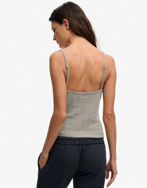 Superdry - Athletic Essentials - Caraco en maille pointelle à col V - Gris chiné, 2 de 5