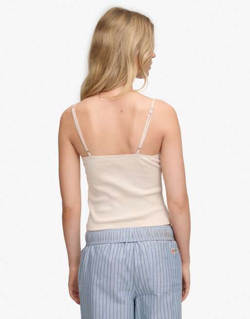 Superdry - Athletic Essentials - Caraco gaufré à col V et rayures - Rose blush, 2 de 6