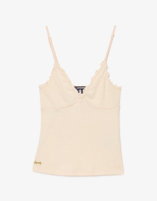Superdry - Athletic Essentials - Caraco gaufré à col V et rayures - Rose blush, 6 de 6
