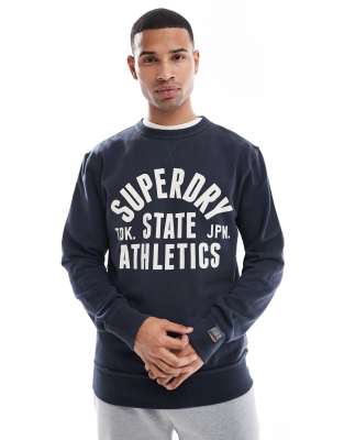 Superdry Athletic essentials crew sweatshirt in bradley navy