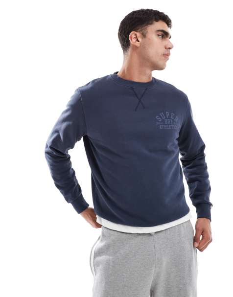Superdry Athletic essentials crew sweatshirt in eclipse navy - view 1