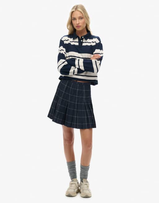 Superdry – Athletic Essentials – Cropped-Rugby-Oberteil in kräftigem Marineblau gestreift, 4 von 4