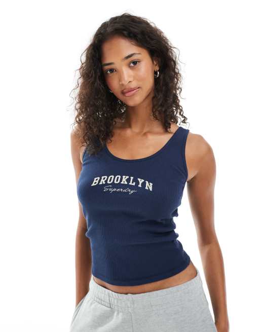 Superdry - Athletic Essentials - Débardeur à inscription - Bleu marine nautique