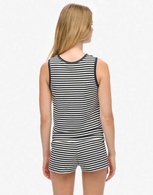 Superdry - Athletic Essentials - Débardeur en jersey à rayures - Bleu marine éclipse, 2 de 4