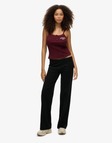 Superdry Athletic essentials fold over joggers in black - view 1