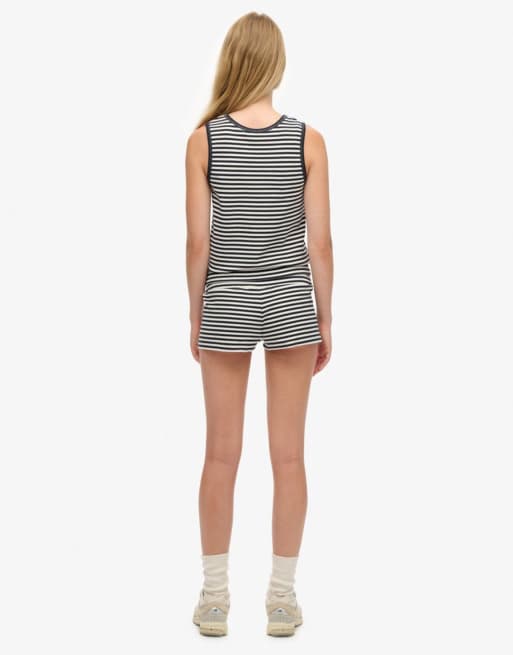 Superdry Athletic essentials fold over short in eclipse navy stripe, 2 of 6