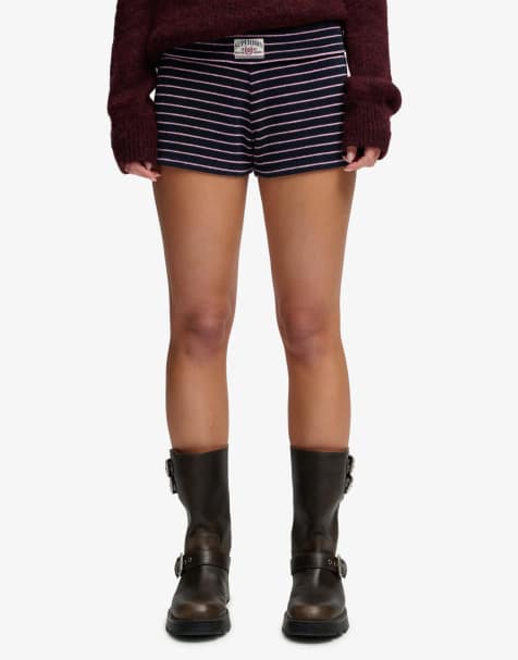 Superdry Athletic essentials fold over towelling shorts in eclipse navy stripe - view 1