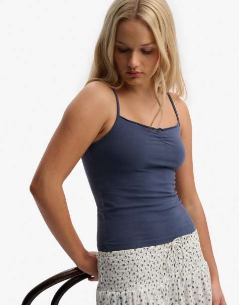 Superdry Athletic essentials gathered cami top in mariner navy - view 1