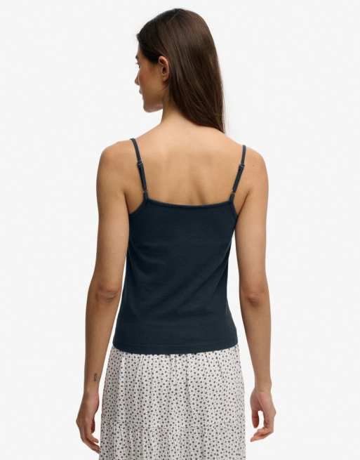 Superdry Athletic essentials gerafftes Camisole-Top in Marineblau, 2 von 6