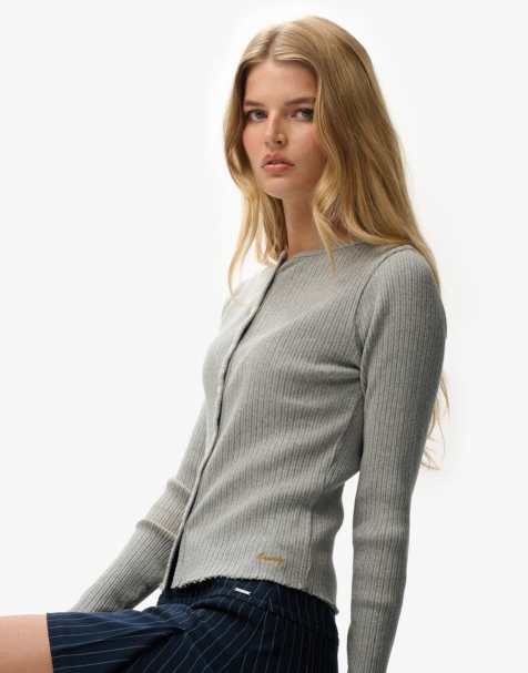 Superdry – Athletic Essentials – Gerippte Strickjacke in meliertem Grau - view 1