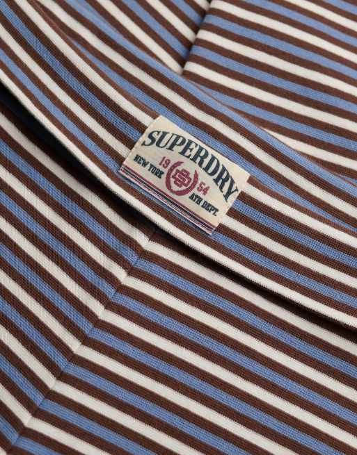 Superdry Athletic essentials gestreifte Jersey-Hose in Kastanienbraun/Blau, 5 von 6