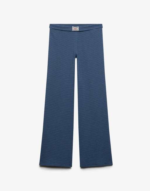 Superdry Athletic essentials gestreifte Jersey-Hose in Marineblau/Blau, 6 von 6