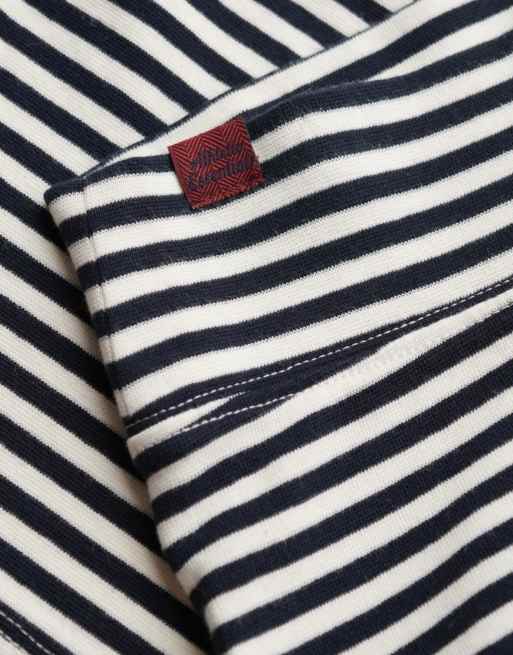 Superdry – Athletic Essentials – Gestreifte Shorts in Eclipse Navy mit Umschlagbund, 5 von 6