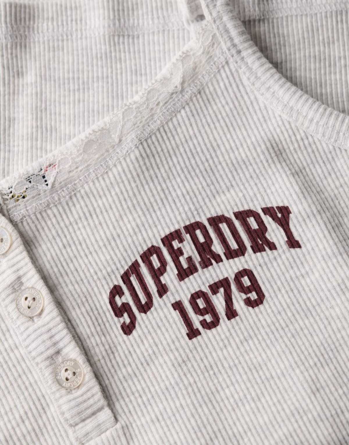 Superdry Athletic essentials graphic button cami in iced grey marl