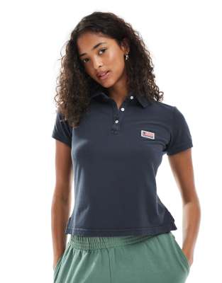 Superdry Athletic essentials graphic polo shirt in eclipse navy - view 1