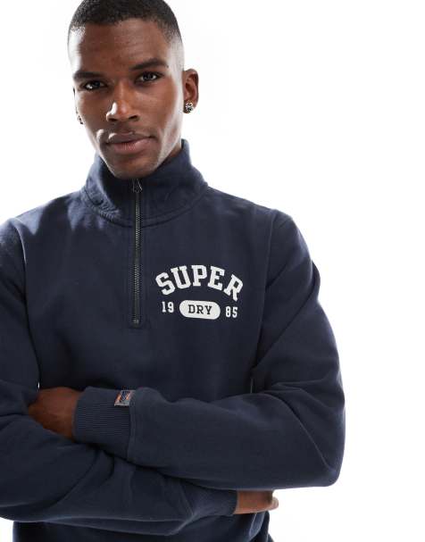 Superdry Athletic essentials half zip sweatshirt in bradley navy - view 1