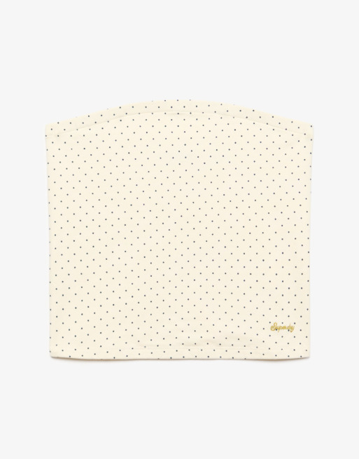 Superdry Athletic essentials jersey bandeau top in desertbone off white polka dot, 6 of 6