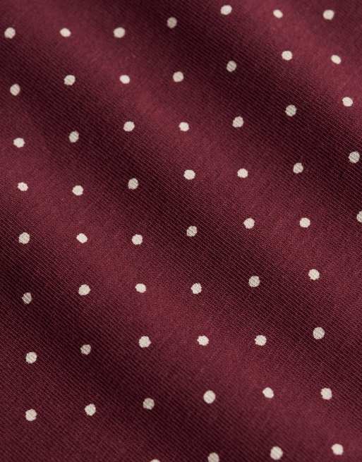Superdry Athletic essentials jersey bandeau top in port red polka dot, 5 of 6