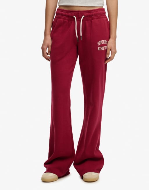 Superdry Athletic essentials jogging flare taille basse en rouge bordeaux, 4 de 5