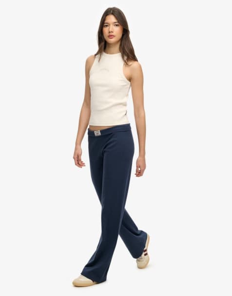 Superdry – Athletic Essentials – Jogginghose in Lauren Navy mit Umschlag - view 1
