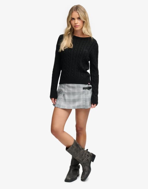 Superdry Athletic essentials jupe plissée à carreaux gris/blanc, 3 de 6
