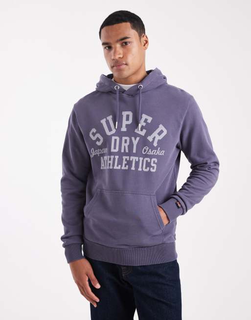 Superdry – Athletic Essentials – Kapuzenpullover in Steingrau