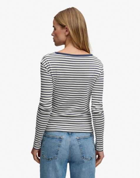 Superdry – Athletic Essentials – Langärmliges, gestreiftes Oberteil in Lauren-Marineblau gestreift - view 1
