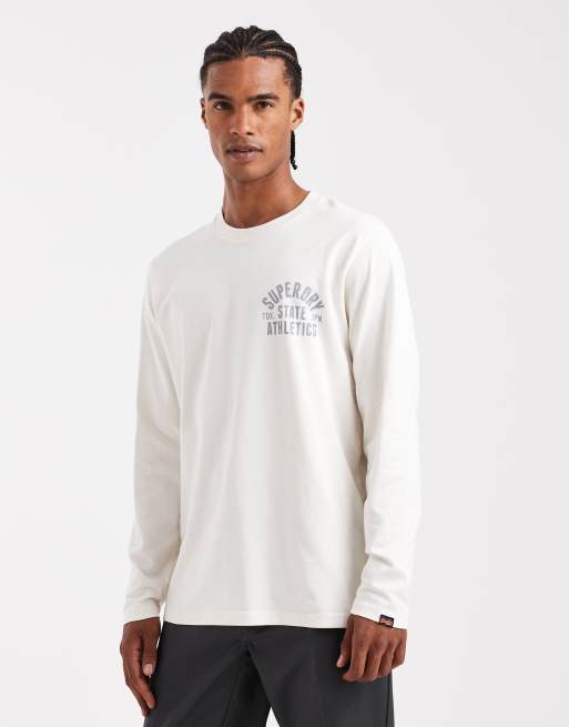 Superdry – Athletic Essentials – Langärmliges Oberteil in der Farbe Desert Bone Off White