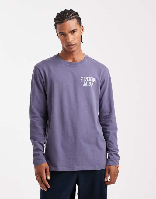 Superdry – Athletic Essentials – Langärmliges Oberteil in Steingrau