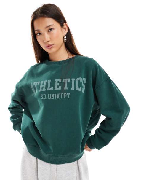 Superdry – Athletic Essentials – Lässig geschnittenes Sweatshirt in Emaille-Grün mit Rundhalsausschnitt - view 1