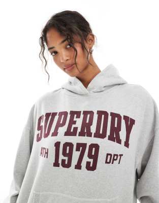 Superdry - Athletic Essentials - Legerer Kapuzenpullover in Gletschergrau meliert