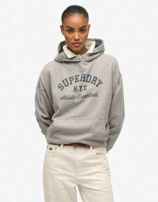 Superdry - Athletic Essentials - Legerer Kapuzenpullover in Gletschergrau meliert