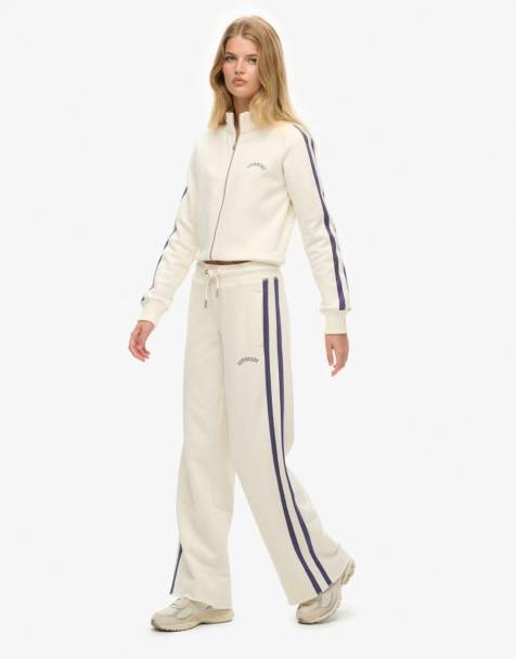 Superdry Athletic essentials logo straight joggers in desert bone off white - view 1