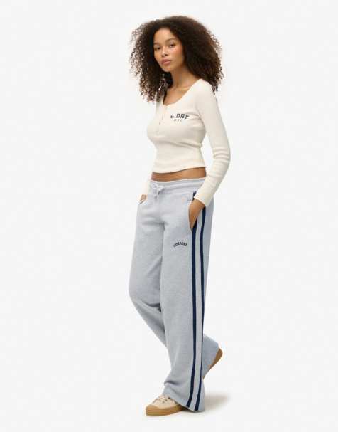 Superdry Athletic essentials logo straight joggers in glacier grey marl - view 1