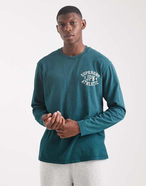 Superdry Athletic essentials long sleeve top in dark pine green