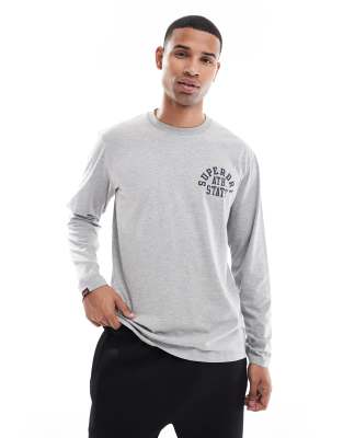 Superdry Athletic essentials long sleeve top in grey marl - view 1