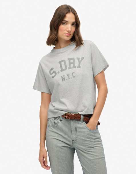 Superdry Athletic essentials loose t-shirt in glacier grey marl - view 1